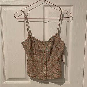 Billabong Floral Green Spaghetti Strap Top